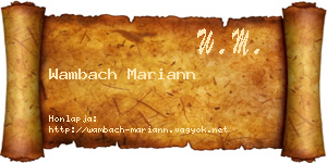 Wambach Mariann névjegykártya
